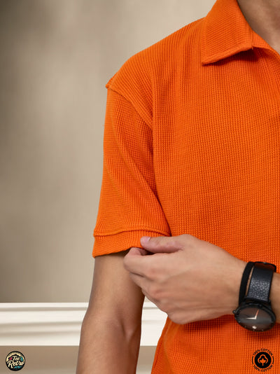 V-NECK DYNAMITE ORANGE RETRO POLO | TEERETRO