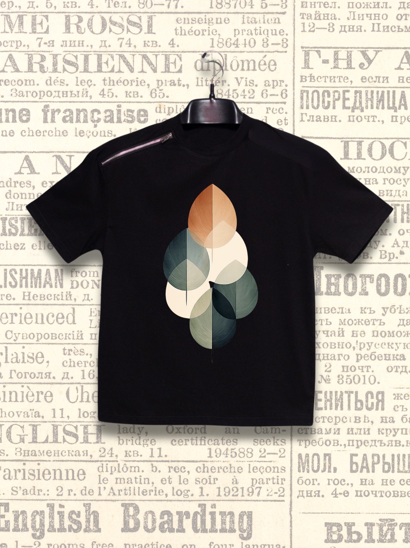 Shadow Leaf | Oversized Zipper Tee