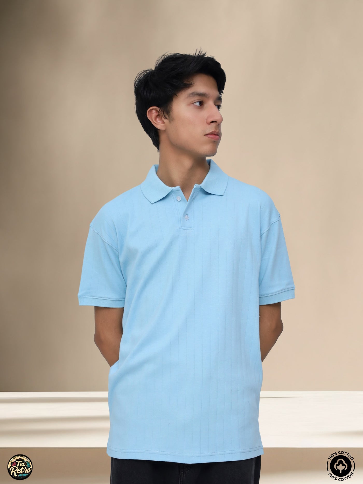 DROP NEEDLE AURA BLUE RETRO POLO | TEERETRO