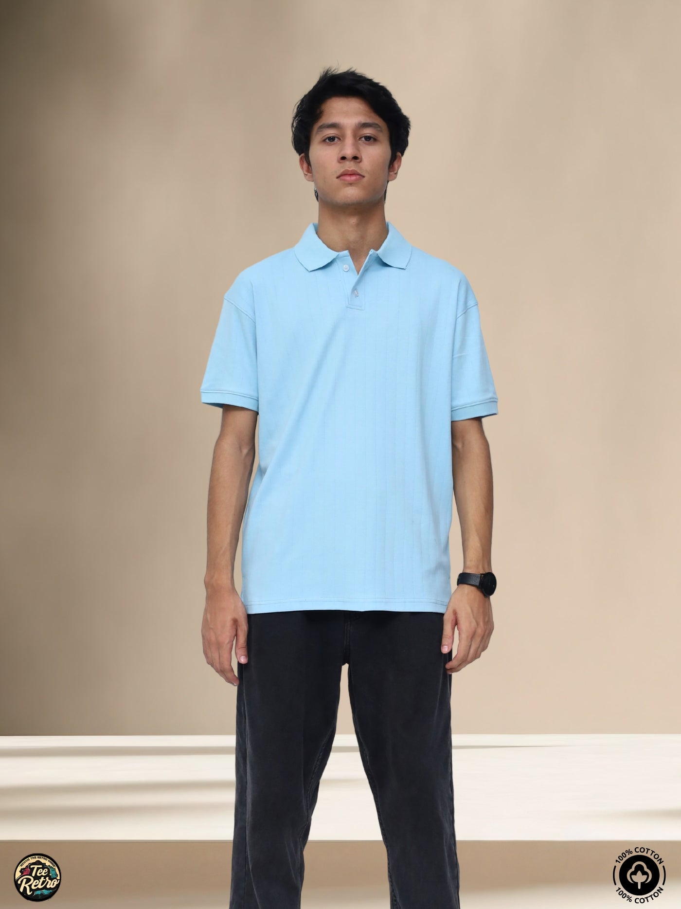 DROP NEEDLE AURA BLUE RETRO POLO | TEERETRO