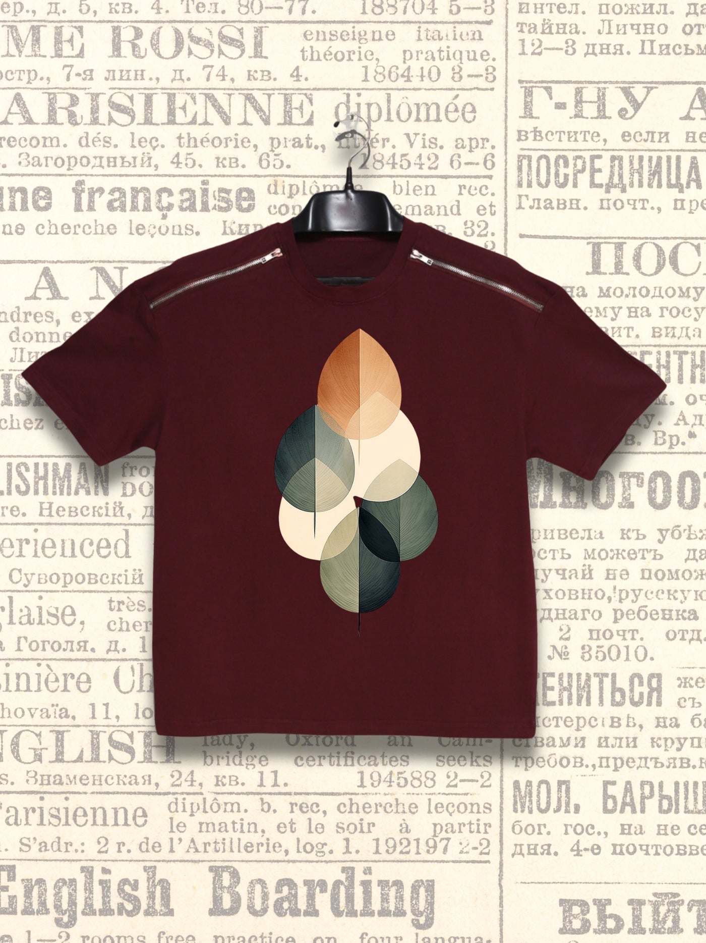 Shadow Leaf | Oversized Zipper Tee