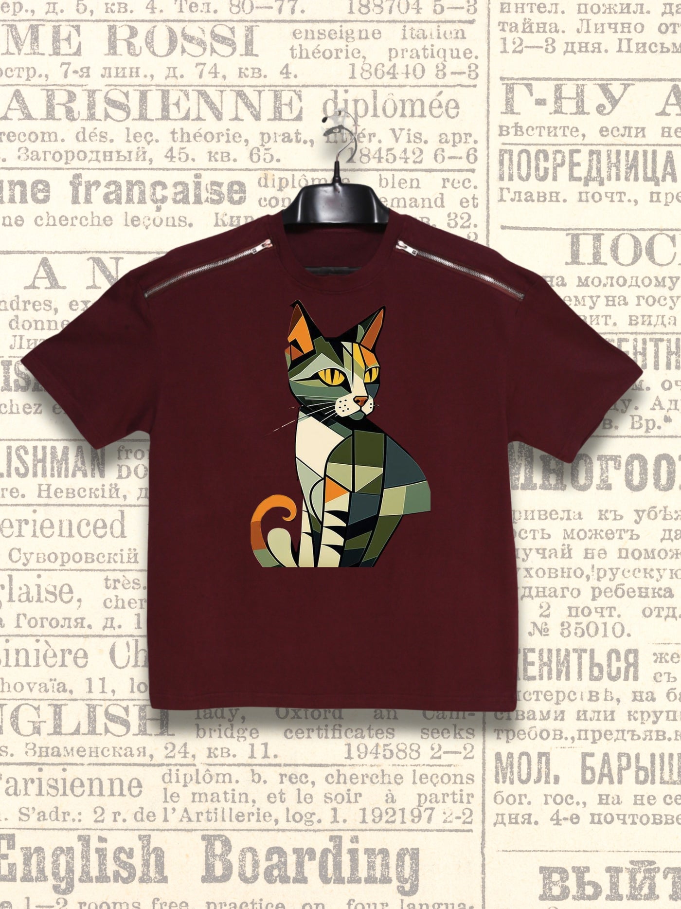 Mysterious Cat | Oversized Zipper Tee