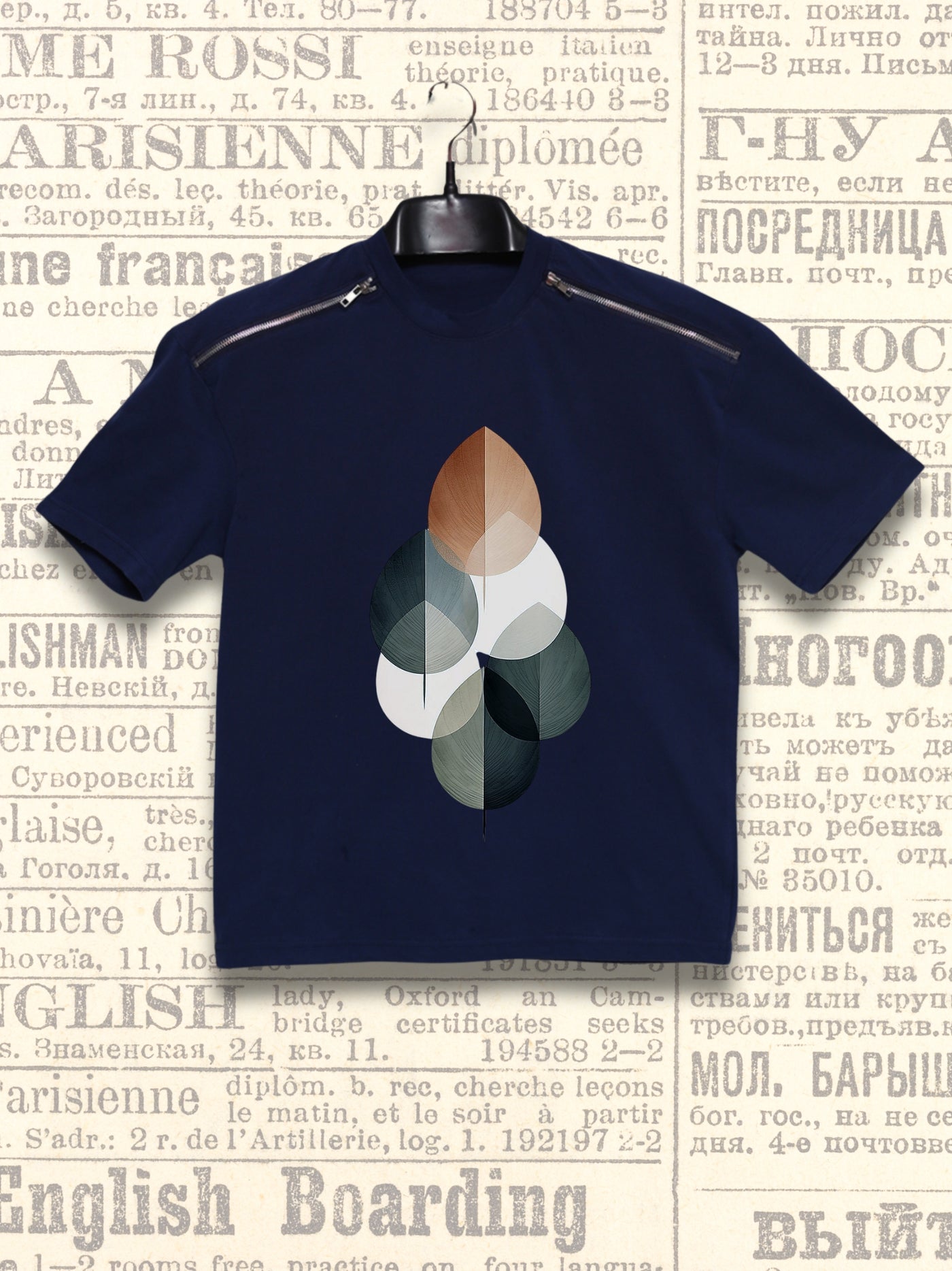 Shadow Leaf | Oversized Zipper Tee