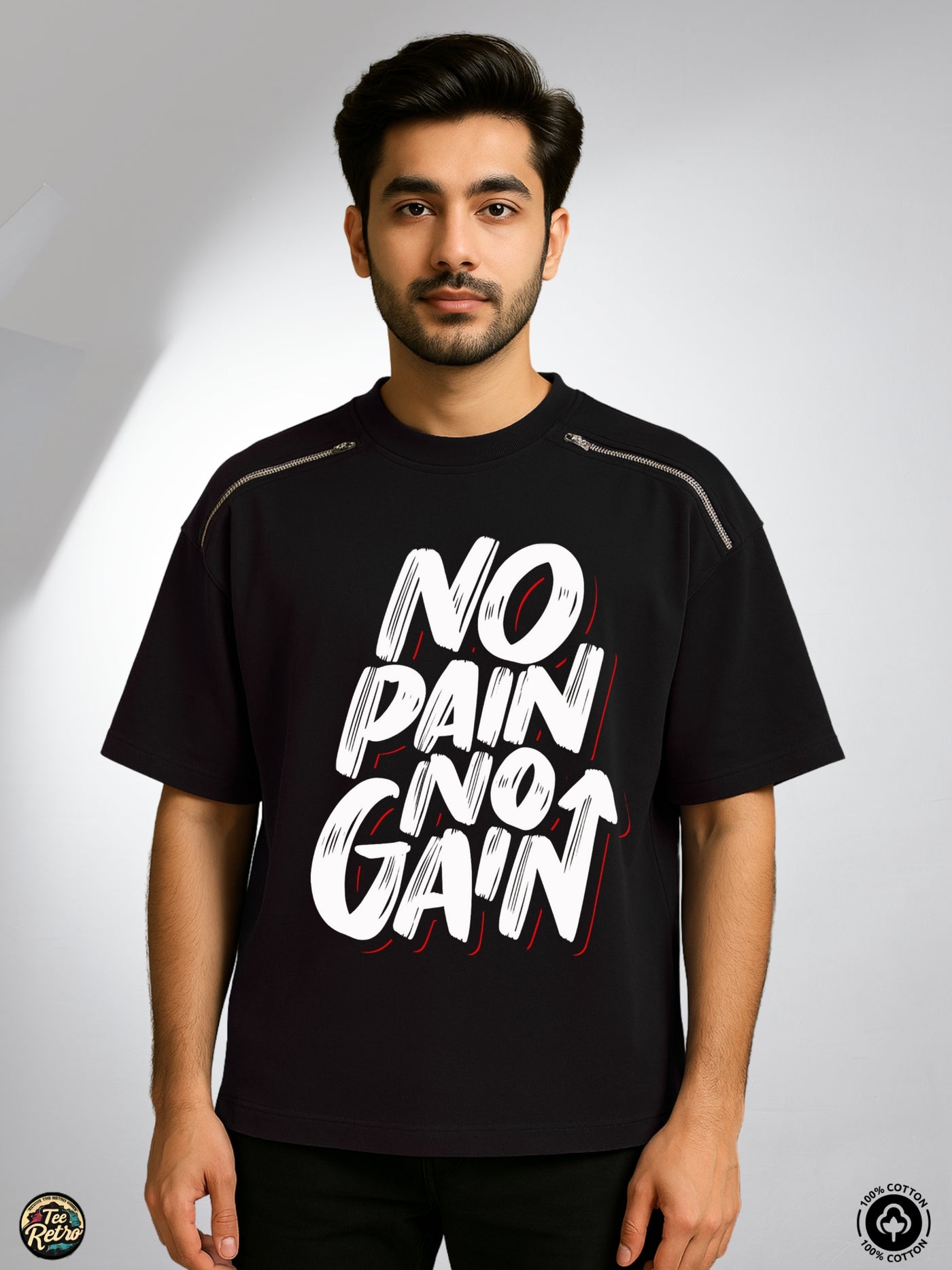 No Gain Oversized Tee-Shirt | Art-ZP10 TeeRetro