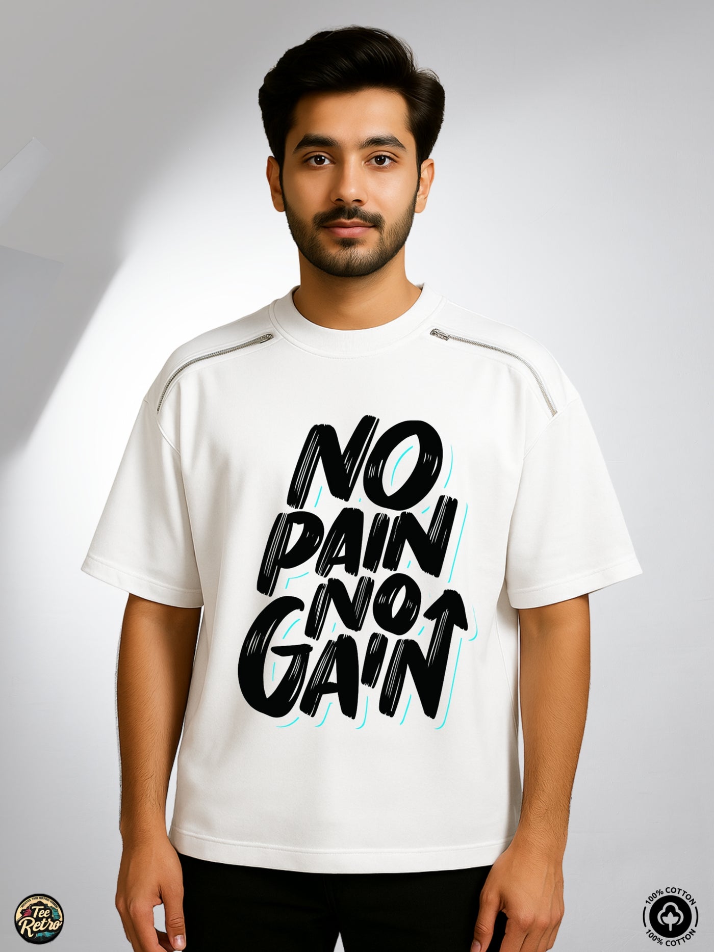 No Gain Oversized Tee-Shirt | Art-ZP10 TeeRetro
