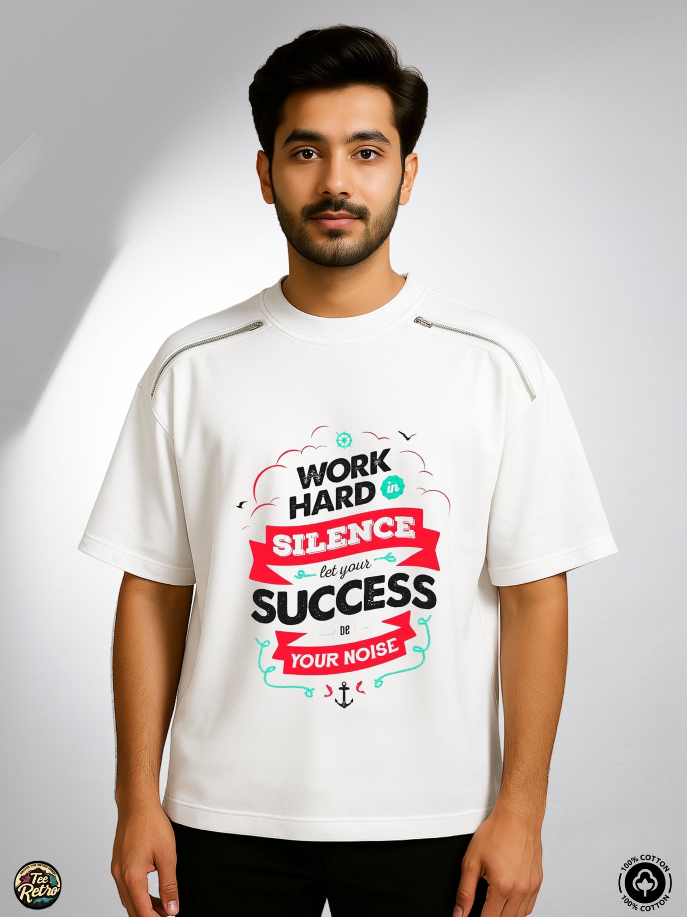 Silence Success Oversized Tee-Shirt | Art-ZP11 TeeRetro