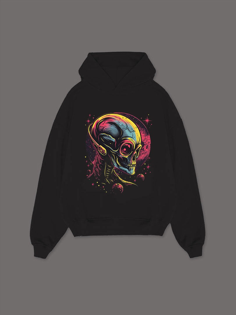 Neon Alien Skull Unisex Hoodie